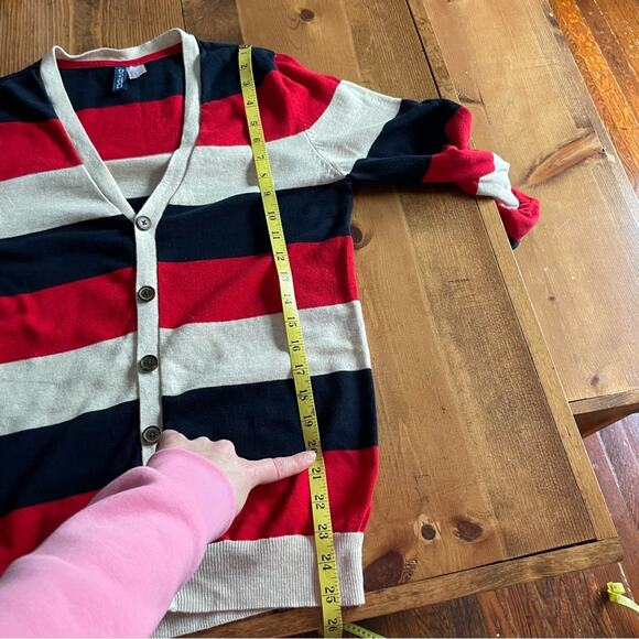 H&M Divided Striped Cardigan Bold U.S.A. OverSized small - Picture 6 of 6